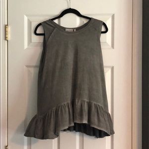Grey ruffle tank